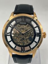 Used, Awesome Fossil Automatic Skeleton Black Dial Gold Plated case Men's Wrist watch for sale  Shipping to South Africa