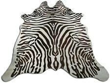 Used, Zebra Print Cowhide Rug Size: 7.3' X 6.5' Brown/White Zebra Cowhide Rug O-834 for sale  Shipping to South Africa