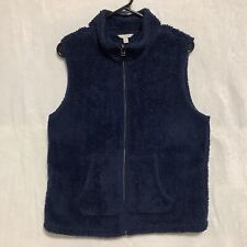 Sonoma Life + Style Vest Womens Petite L Blue Sherpa Fleece Full Zip Super Soft for sale  Shipping to South Africa