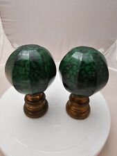 2 Vtg Ceramic/ Resin Green Black Gold Color finial staircase knob , used for sale  Shipping to South Africa