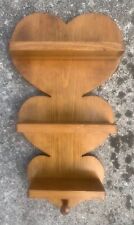 Vintage Wooden Triple Heart Rack Tier Display Shelf Decor Wood Wall Mount W/ Peg for sale  Shipping to South Africa