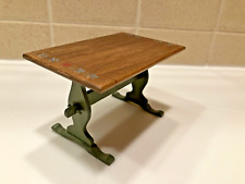 Dollhouse Miniature Trestle Table Green Base Painted Accents BA Hill 1:12, used for sale  Shipping to South Africa