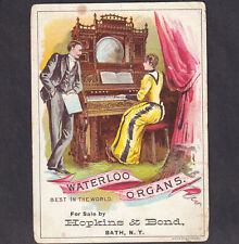 Bath NY 1800's Waterloo Organ Hopkins & Bond Music Store Victorian Trade Card for sale  Shipping to South Africa