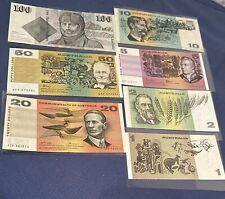 JUEGO COMPLETO - BILLETES AUSTRALIANOS $100, $50, $20 y $10 (ambos de la Commonwealth), $5, $2&$1 segunda mano  Embacar hacia Argentina