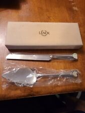 Cake Knife Server Set Lenox Wedding Promises 2-Piece Dessert Silverplated Heart for sale  Shipping to South Africa