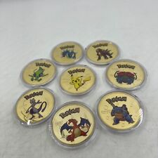 8pcs Poke-mens Pikachuu Charizard Collective Anime Gold Coin Collectible Coins for sale  Shipping to South Africa