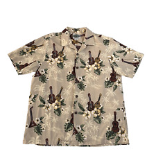 Camisa masculina marca Ilhas Havaianas L marrom bronzeado com botões ukulele manga curta comprar usado  Enviando para Brazil