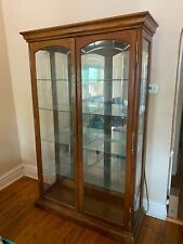 Antique Oak Wood  Lighted Curio  China Cabinet 49" w for sale  Chicago