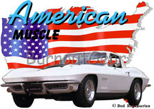 1967 White Chevy Corvette Custom Hot Rod USA T-Shirt 67 Muscle Car Tees segunda mano  Embacar hacia Argentina