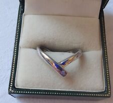 Sterling Silver GENUINE Diamond Wishbone Ring, Size P. R2, used for sale  LINCOLN