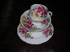 Used, QUEEN ANNE VINTAGE ENG FINE BONE CHINA "AZALEA" CUP, SAUCER & SIDE PLATE TRIO for sale  OLDHAM