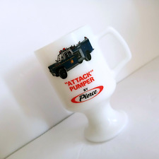 Vintage Pedestal Milk Glass Mug Attack Pumper by Pierce Firetruck Company  for sale  Shipping to South Africa