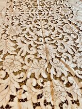 Toalha de mesa vintage Madeira Richelieu floral corte linho 8 guardanapos 102”x64” comprar usado  Enviando para Brazil