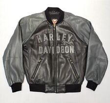 100th Anniversary HARLEY DAVIDSON Black & Gray Leather BOMBER Jacket - Size Med for sale  Mechanicsburg