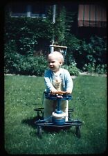 Toddler Playing on Antique Tricycle 50s Vintage 35mm Red Border Kodachrome Slide for sale  Shipping to South Africa