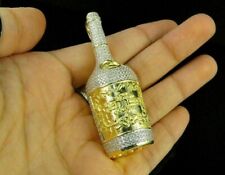 Pingente de garrafa de champanhe folheado a ouro amarelo 14k corte redondo diamante criado em laboratório, usado comprar usado  Enviando para Brazil