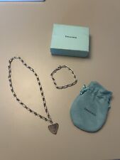Usado, Tiffany & Co. Mini colar e pulseira de berloque de coração duplo prata esterlina 925 comprar usado  Enviando para Brazil