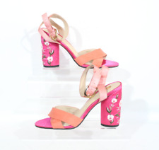 Sapatos femininos River Island plataforma UK7 EU40 rosa floral bordado salto bloco comprar usado  Enviando para Brazil