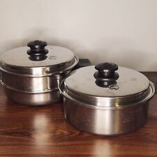 Saladmaster 4 Piece Set Double Boiler Sauce Pan with Vapo Lids Tri Clad for sale  Shipping to South Africa