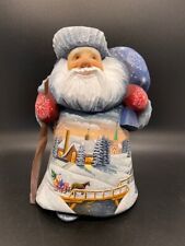 G. DeBrekht Wood Carved Hand Painted Frosted Sleigh Ride Santa Figurine Signed for sale  Shipping to South Africa