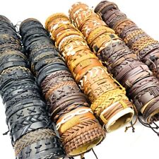 30pcs/Pack Men Womens Cuff Bracelets Handmade Leather Fashion Jewelry Wholesale for sale  Shipping to South Africa