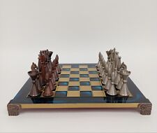 Manopoulos Chess Set Board & Metal Pieces Royal Game Tabletop Ceramic , used for sale  Shipping to South Africa