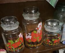 3 PC Vintage Strawberry Shortcake Glass Canister Set 1980 - American Greeting for sale  Shipping to South Africa