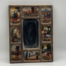 Reverse Painted Glass Frame Wall Mounted Mirror Peru Folk Art Village Scenes for sale  Shipping to South Africa