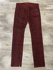 Maison Scotch & Soda Jeans Red Snakeskin Zip Cuffs Trousers Pants Womens 27W 32L for sale  Shipping to South Africa