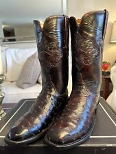Lucchese Classics Men Handmade Black Cherry Half Quill Ostrich French Toe 9.5 3E for sale  Shipping to South Africa