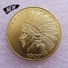 Pingente em forma de moeda de ouro 1907 cabeça de índio águia dez dólares folheado a ouro amarelo 14k comprar usado  Enviando para Brazil