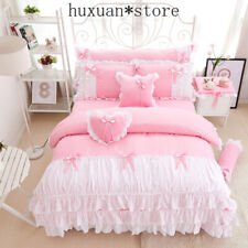 Conjunto de roupa de cama 100% algodão rosa roxo king queen solteiro tamanho duplo babados  comprar usado  Enviando para Brazil