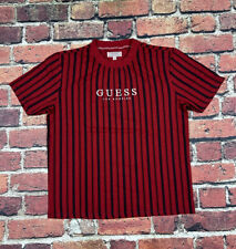 Guess Originals Los Angeles Vertical Striped T-Shirt Red Blue Men's Medium retro for sale  Shipping to South Africa