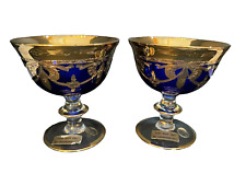 SC LINE Itália Taças de Vinho Vintage Copo Azul Cobalto com Sobreposição de Ouro - Conjunto de 2 comprar usado  Enviando para Brazil