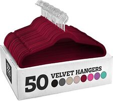 Zober Velvet Hangers 50 Pack - Heavy Duty Burgundy Hangers for Coats, Dress, used for sale  Shipping to South Africa