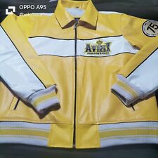 Jaqueta de couro masculina Avirex bombardeiro amarelo e branco real American Flight Jacket comprar usado  Enviando para Brazil