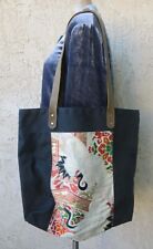 Kiriko Made waxed canvas indigo blue cotton obi tote bag  Ret $169 Made PDX USA til salgs  Frakt til Norway