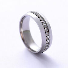 6mm Stainless Steel Band Crystal Ring Party Couple Jewelry Gifts for Men Women, used for sale  Shipping to South Africa