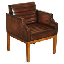 FULLY RESTORED VISCOUNT DAVID LINLEY ONE OF A KIND BROWN LEATHER DESK ARMCHAIR for sale  Shipping to South Africa