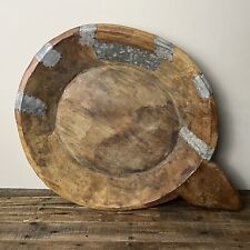 Tigela de massa de madeira antiga - Enorme prato de madeira vintage de 24 pol. - Tigela esculpida rústica comprar usado  Enviando para Brazil