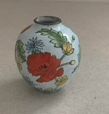 Enamel Mini Vase with Poppy Flowers 2 3/4 inches Red Light Blue, used for sale  Shipping to South Africa