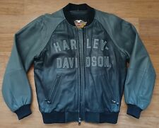 Vintage 100th Anniversary HARLEY DAVIDSON Black Gray Leather BOMBER Jacket Coat for sale  Chillicothe