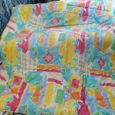Vintage 1980's Queen Size Multicolor Abstract Floral Stripe Comforter for sale  Shipping to South Africa