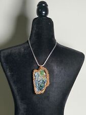 RARE STUNNING TREASURE! Brazilian Ludlamite Vivianite Pendant S925 20" Necklace for sale  Shipping to South Africa