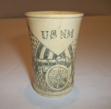 Canhão USNM Bandeiras Americanas Marinha Militar Guerra Civil Osso Scrimshaw Gaming Cup Antigo comprar usado  Enviando para Brazil