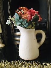 ANTIQUE STYLE WHITE STONE JUG WITH PRETTY PINK/ORANGE FLOWERS FROM NEXT FAB COND for sale  WHITLEY BAY