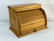 VINTAGE ROLL TOP BREAD BOX, WOOD BREAD BOX PRIMITIVE FARMHOUSE KITCHEN for sale  Shipping to South Africa