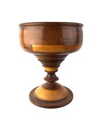 Pedestal de madeira artesanal 9" tigela de frutas prato de doces segmentado madeira virada comprar usado  Enviando para Brazil