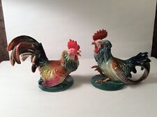 Gallos de cerámica vintage estilo japonés gallos de lucha de cola larga segunda mano  Embacar hacia Argentina