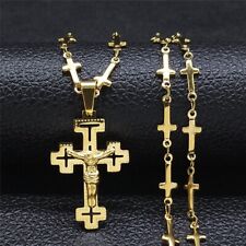 Colar pingente cruz crucifixo rosto Jesus Cristo banhado a ouro masculino presente da sorte comprar usado  Enviando para Brazil